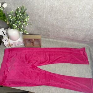 NWT Juicy Couture Velour Track Pants Pink | Rhinestone Logo | XL